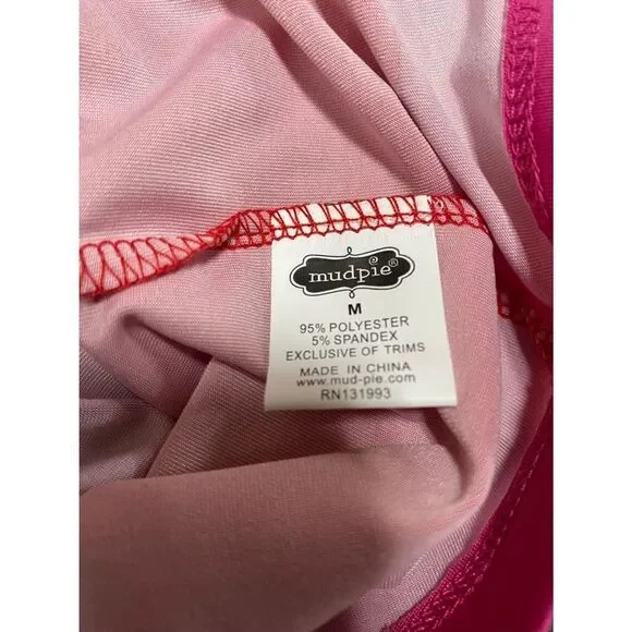 Mud Pie Red & Pink Stripe 3/4 Sleeve Crew Neck Dress Size Medium NWOT - Picture 7 of 8